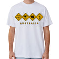Adult Unisex 100% Cotton T Shirt Australia Wildlife Road Sign Souvenir Tee Tops, White, 3XL
