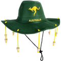 Australian Cork Hat – Green with Gold Kangaroo Embroidery Aussie Australia Day