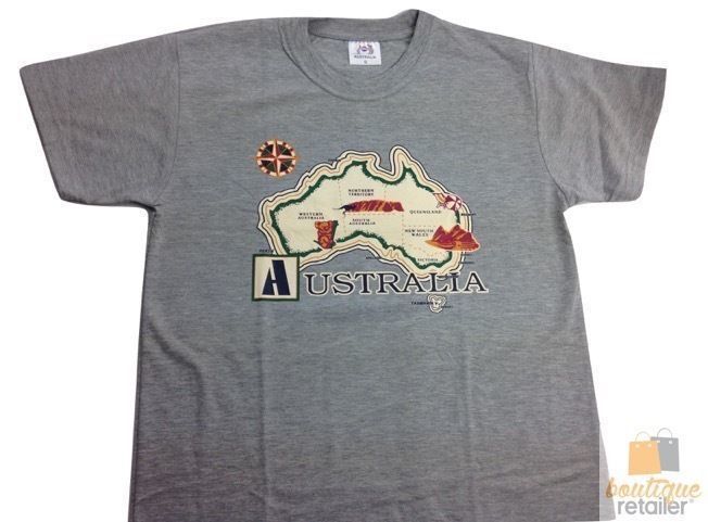 Adult T Shirt Australian Australia Day Souvenir Tee Top 100% COTTON - Grey - Small