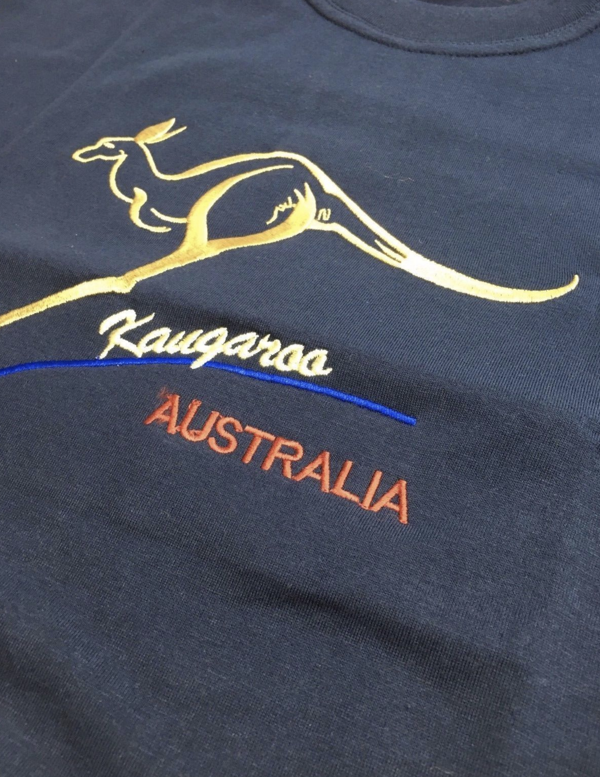 Adult Australian Kangaroo T Shirt Australia Day 100% Cotton Souvenir Tee Top - Navy - XL