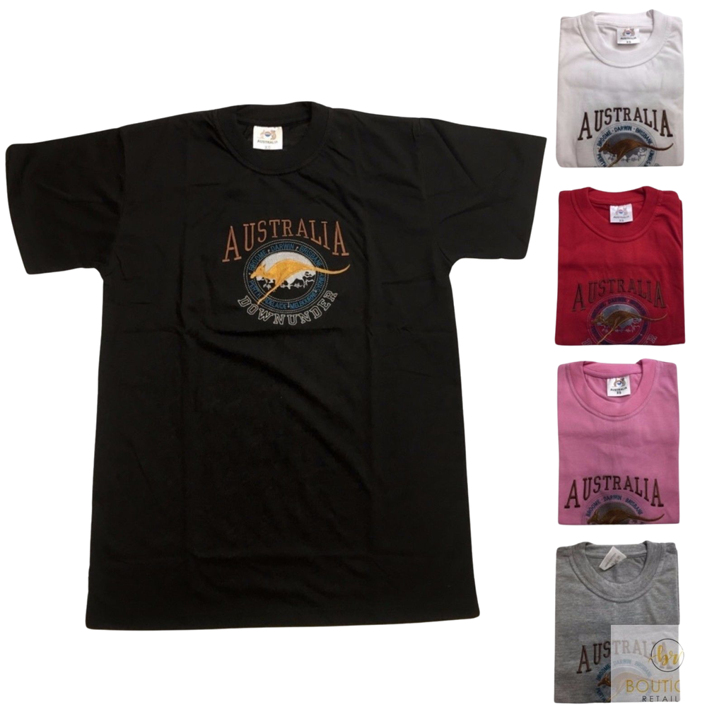 Adult Australia Kangaroo T Shirt Australia Day Souvenir Tee Top 100% Cotton - White - XXL