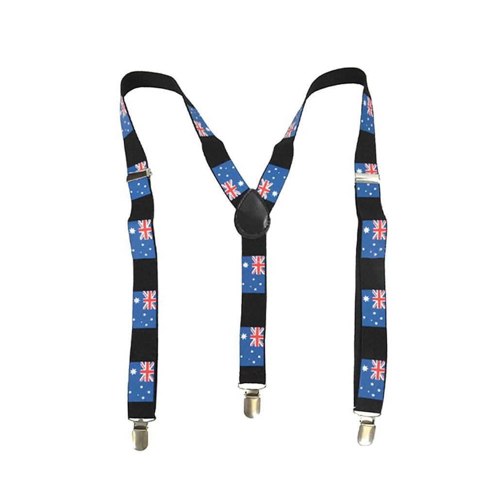 Mens Suspenders Braces Adjustable Strong Clip On Elastic Formal Wedding Slim - Australia Flag