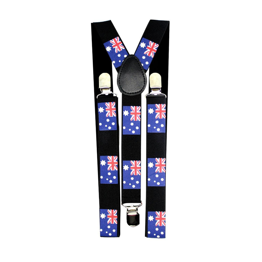 Mens Suspenders Braces Adjustable Strong Clip On Elastic Formal Wedding Slim - Australia Flag